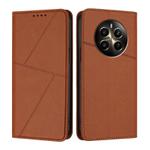 For Realme 12+ Strong Magnetic Frosted Flip Leather Phone Case(Coffee Color)