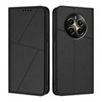 For Realme 12+ Strong Magnetic Frosted Flip Leather Phone Case(Black)