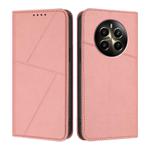 For Realme 12+ Strong Magnetic Frosted Flip Leather Phone Case(Pink)