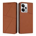 For Realme 14 5G Strong Magnetic Frosted Flip Leather Phone Case(Coffee Color)