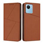 For Realme C30 Strong Magnetic Frosted Flip Leather Phone Case(Coffee Color)