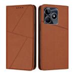 For Realme C53 Strong Magnetic Frosted Flip Leather Phone Case(Coffee Color)
