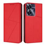 For Realme C55 Strong Magnetic Frosted Flip Leather Phone Case(Red)
