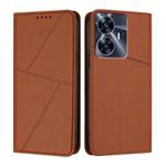For Realme C55 Strong Magnetic Frosted Flip Leather Phone Case(Coffee Color)