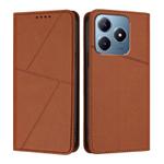 For Realme C63 4G Strong Magnetic Frosted Flip Leather Phone Case(Coffee Color)