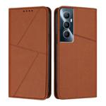 For Realme C65 4G Strong Magnetic Frosted Flip Leather Phone Case(Coffee Color)