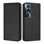For Realme C65 4G Strong Magnetic Frosted Flip Leather Phone Case(Black)