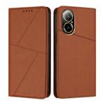For Realme C67 4G Strong Magnetic Frosted Flip Leather Phone Case(Coffee Color)