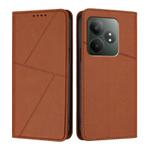 For Realme GT 6 5G Strong Magnetic Frosted Flip Leather Phone Case(Coffee Color)