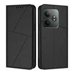 For Realme GT 6 5G Strong Magnetic Frosted Flip Leather Phone Case(Black)