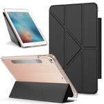 For iPad 9.7 2017 / Air Detachable Backshell Folding Holder Smart Tablet Leather Case(Black)