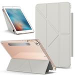 For iPad 9.7 2018 / 2017 / Air 2 / Air Detachable Backshell Folding Holder Smart Tablet Leather Case(Grey)