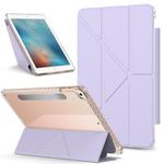 For iPad 9.7 2018 / 2017 / Air 2 / Air Detachable Backshell Folding Holder Smart Tablet Leather Case(Purple)