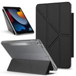 For iPad 10.2 2021 / 2020 / 2019 / Air 2019 Detachable Backshell Folding Holder Smart Tablet Leather Case(Black)