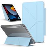 For iPad 10.2 2021 / 2020 / 2019 / Air 2019 Detachable Backshell Folding Holder Smart Tablet Leather Case(Light Blue)