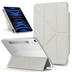 For iPad Air 13 2025 / 2024 / Pro 12.9 2018 Detachable Backshell Folding Holder Smart Tablet Leather Case(Grey)
