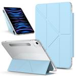 For iPad Air 13 2025 / 2024 / Pro 12.9 2018 Detachable Backshell Folding Holder Smart Tablet Leather Case(Light Blue)