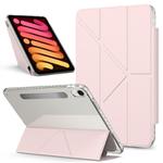 For iPad mini 2024 / 2021 Detachable Backshell Folding Holder Smart Tablet Leather Case(Pink)