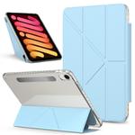 For iPad mini 2024 / 2021 Detachable Backshell Folding Holder Smart Tablet Leather Case(Light Blue)