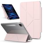 For iPad Pro 11 2022 / 2021 / 2020 Detachable Backshell Folding Holder Smart Tablet Leather Case(Pink)