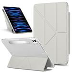 For iPad Pro 11 2024 Detachable Backshell Folding Holder Smart Tablet Leather Case(Grey)
