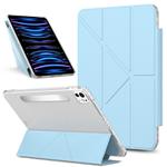 For iPad Pro 11 2024 Detachable Backshell Folding Holder Smart Tablet Leather Case(Light Blue)