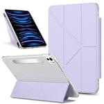 For iPad Pro 11 2024 Detachable Backshell Folding Holder Smart Tablet Leather Case(Purple)