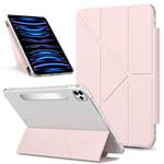 For iPad Pro 13 2024 Detachable Backshell Folding Holder Smart Tablet Leather Case(Pink)