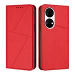 For Huawei P50 Strong Magnetic Frosted Flip Leather Phone Case(Red)