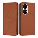 For Huawei P50 Strong Magnetic Frosted Flip Leather Phone Case(Coffee Color)