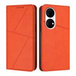 For Huawei P50 Strong Magnetic Frosted Flip Leather Phone Case(Orange)