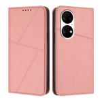 For Huawei P50 Strong Magnetic Frosted Flip Leather Phone Case(Pink)