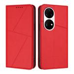 For Huawei P50 Pro Strong Magnetic Frosted Flip Leather Phone Case(Red)