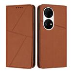 For Huawei P50 Pro Strong Magnetic Frosted Flip Leather Phone Case(Coffee Color)