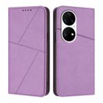 For Huawei P50 Pro Strong Magnetic Frosted Flip Leather Phone Case(Light Purple)