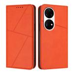 For Huawei P50 Pro Strong Magnetic Frosted Flip Leather Phone Case(Orange)