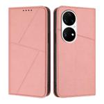 For Huawei P50 Pro Strong Magnetic Frosted Flip Leather Phone Case(Pink)