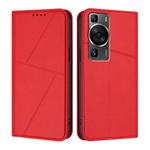 For Huawei P60 / P60 Pro Strong Magnetic Frosted Flip Leather Phone Case(Red)