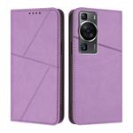 For Huawei P60 / P60 Pro Strong Magnetic Frosted Flip Leather Phone Case(Light Purple)