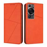 For Huawei P60 / P60 Pro Strong Magnetic Frosted Flip Leather Phone Case(Orange)