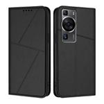 For Huawei P60 / P60 Pro Strong Magnetic Frosted Flip Leather Phone Case(Black)