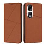 For Honor 90 Pro Strong Magnetic Frosted Flip Leather Phone Case(Coffee Color)