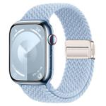 For Apple Watch 46mm / 49mm / 45mm / 44mm xDfind Magnetic Buckle Loop Woven Watch Band(Light Blue)