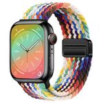 For Apple Watch 42mm / 41mm / 40mm / 38mm xDfind Magnetic Buckle Loop Woven Watch Band(Rainbow)