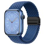 For Apple Watch 42mm / 41mm / 40mm / 38mm xDfind Magnetic Buckle Loop Woven Watch Band(Navy Blue)