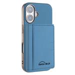 For iPhone 16 Plus Solid Color Horizontal Magnetic Card Bag RFID MagSafe Phone Case(Baby Blue)