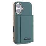 For iPhone 16 Plus Solid Color Horizontal Magnetic Card Bag RFID MagSafe Phone Case(Green)