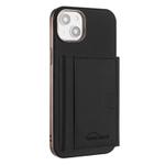For iPhone 14 Solid Color Horizontal Magnetic Card Bag RFID MagSafe Phone Case(Black)
