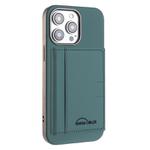 For iPhone 12 Pro Max Solid Color Horizontal Magnetic Card Bag RFID MagSafe Phone Case(Green)