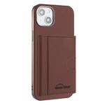 For iPhone 13 Solid Color Horizontal Magnetic Card Bag RFID MagSafe Phone Case(Brown)